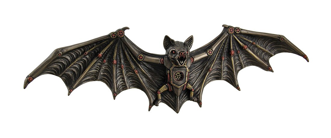 Veronese design mechanical steampunk vampire bat bronze finish resin wall sculpture inches long home kitchen