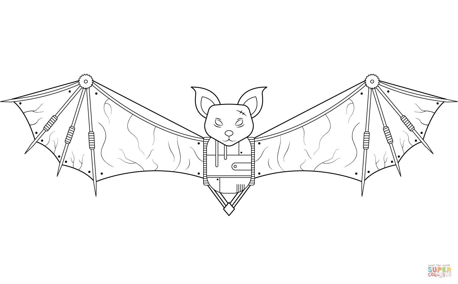 Steampunk bat coloring page free printable coloring pages