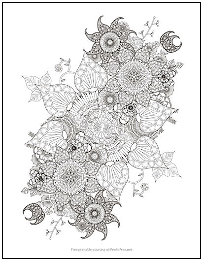 Steampunk floral coloring page print it free