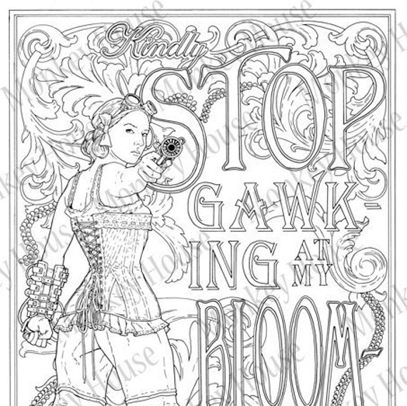 Steampunk coloring page stop gawking downloadable victoriansci