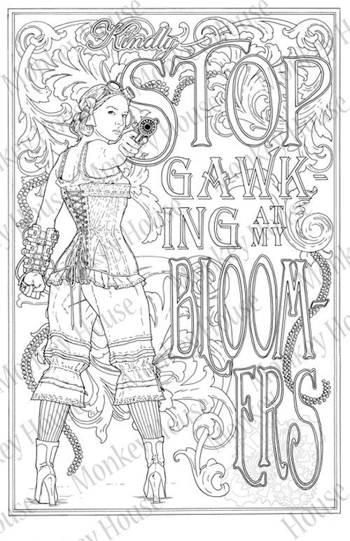 Steampunk coloring page stop gawking downloadable victoriansci