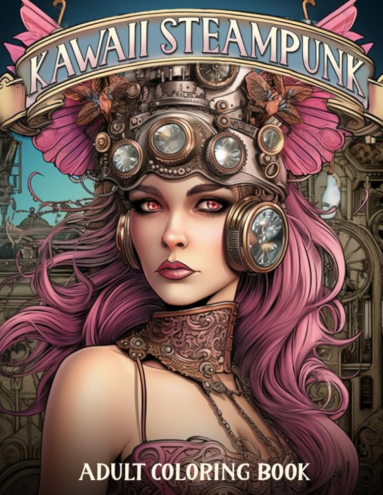 Kawaii steampunk coloring favorite vintage mind blowing coloring pages gift idea for kids adults anxiety relieving isabella storm books