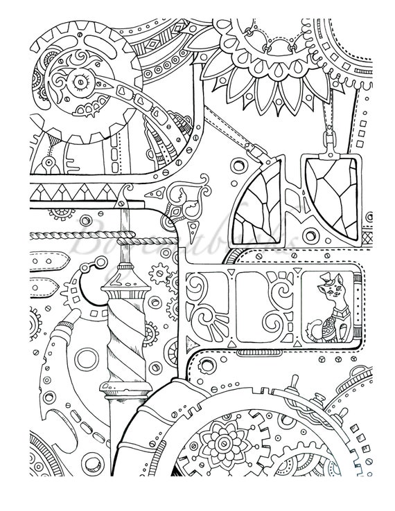 Steampunk vol adult coloring book coloring pages coloring book printable stress relieving coloring book pdf art therapy instant download