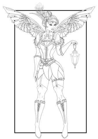 Steampunk tinkerbell coloring page free printable coloring pages