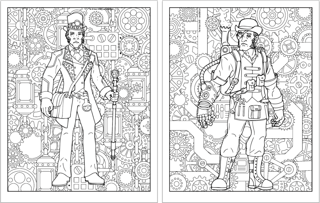 Free printable steampunk coloring pages for adults