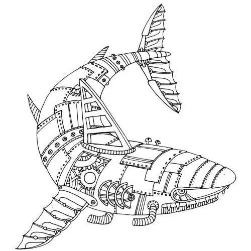 Steampunk shark steampunk coloring steampunk art drawing steampunk animals