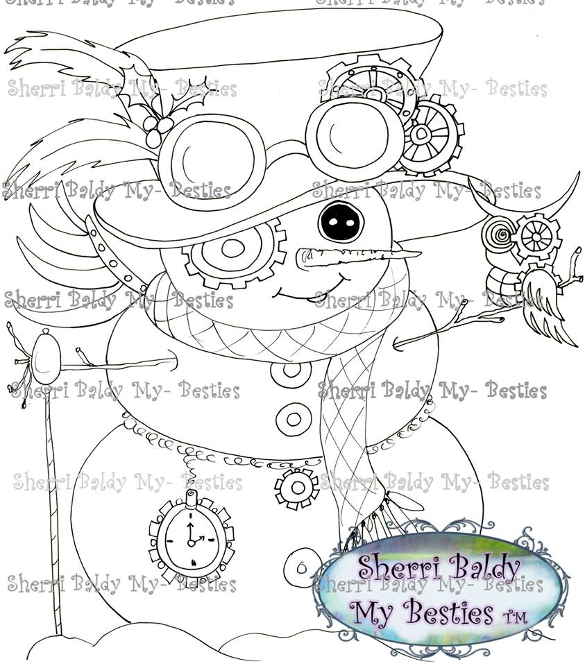 Img steampunk snowman besties digi stamp