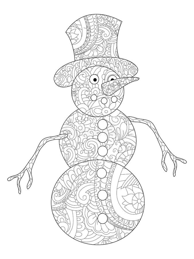 Snowman coloring book for adults vector stock vector