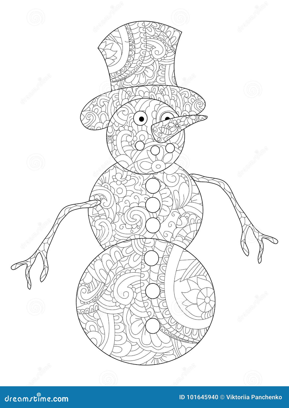 Snowman coloring book for adults vector stock vector