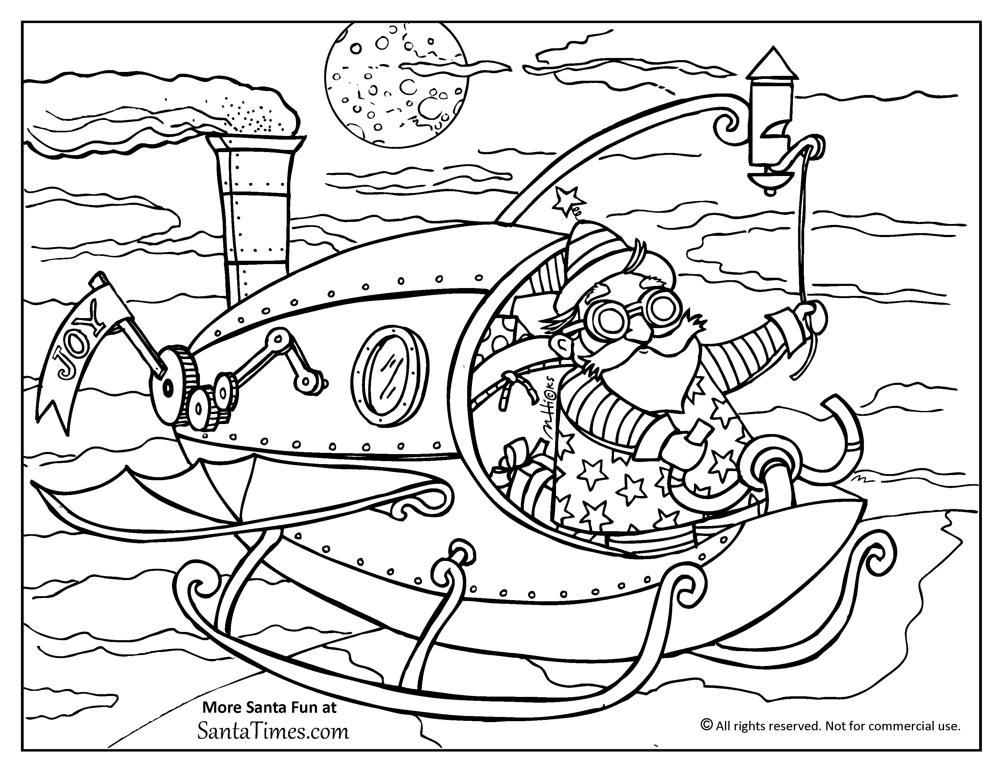 Steampunk santa coloring page