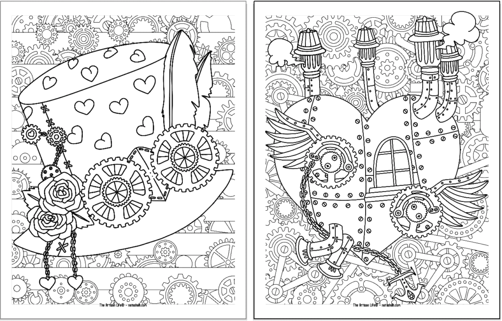 Free printable steampunk valentine coloring pages