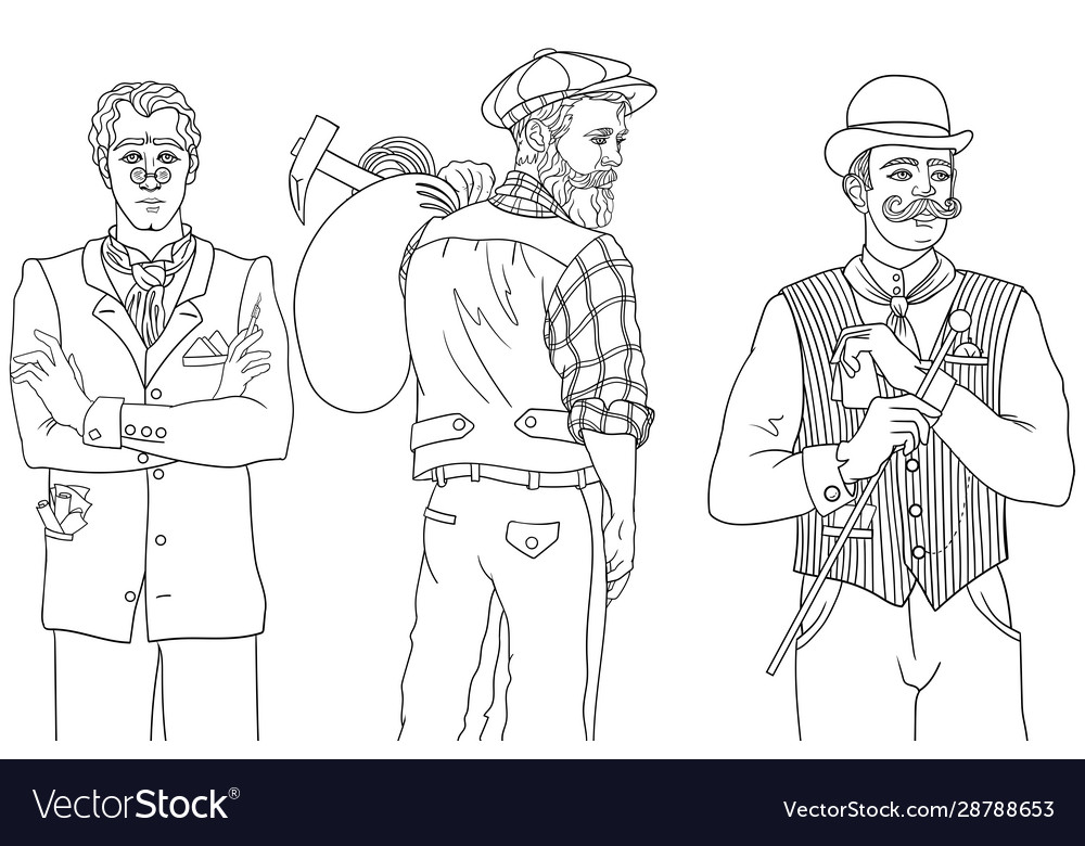 Handsome man steampunk coloring page royalty free vector