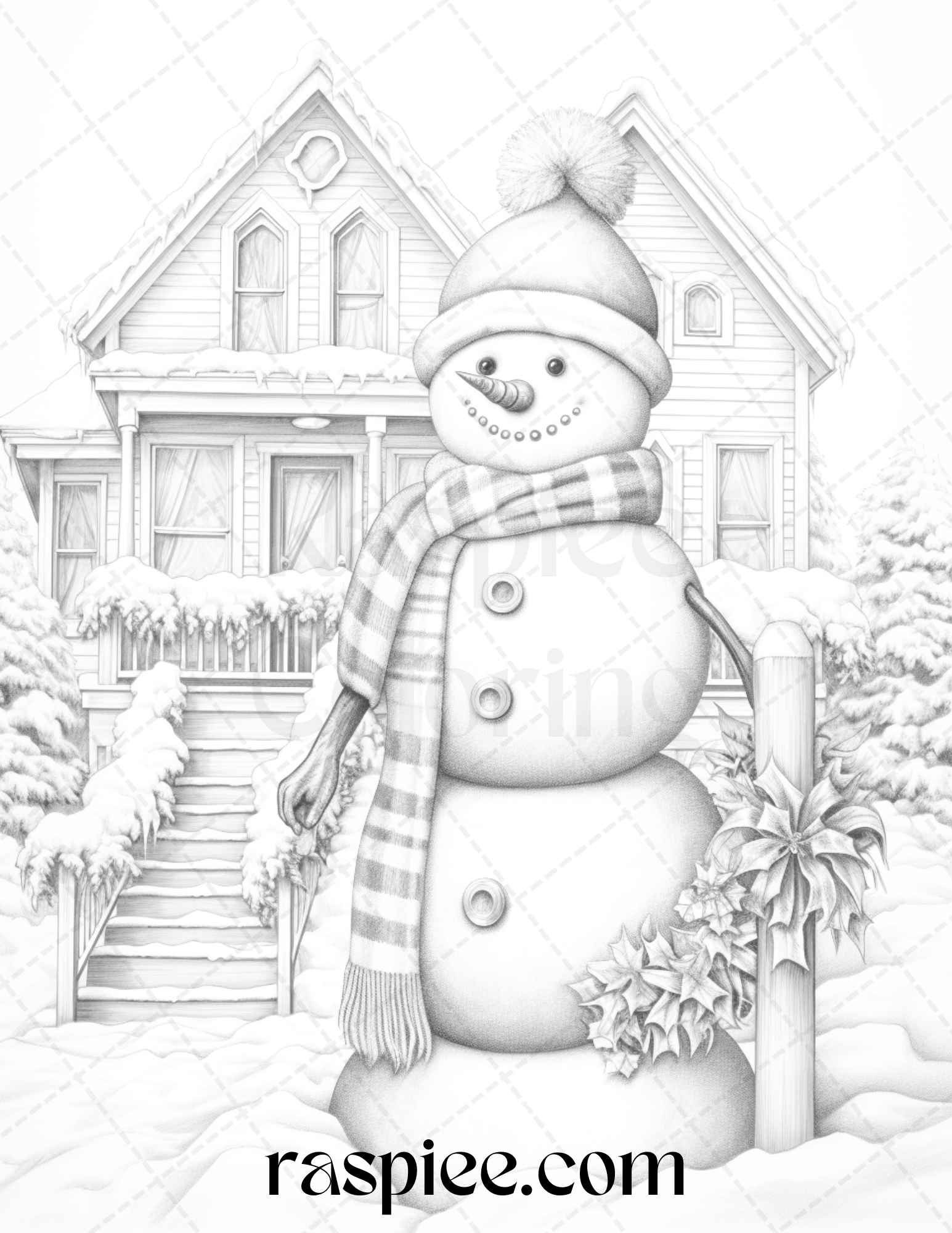 Merry christmas grayscale coloring pages printable for adults pdf â coloring