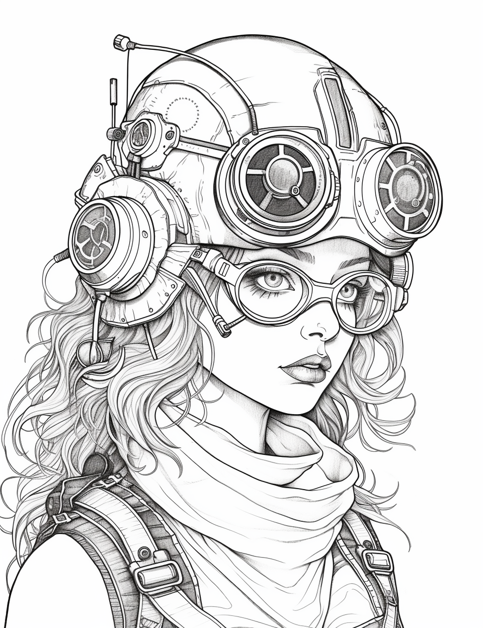 Steampunk girl coloring page steampunk coloring coloring book art coloring pages