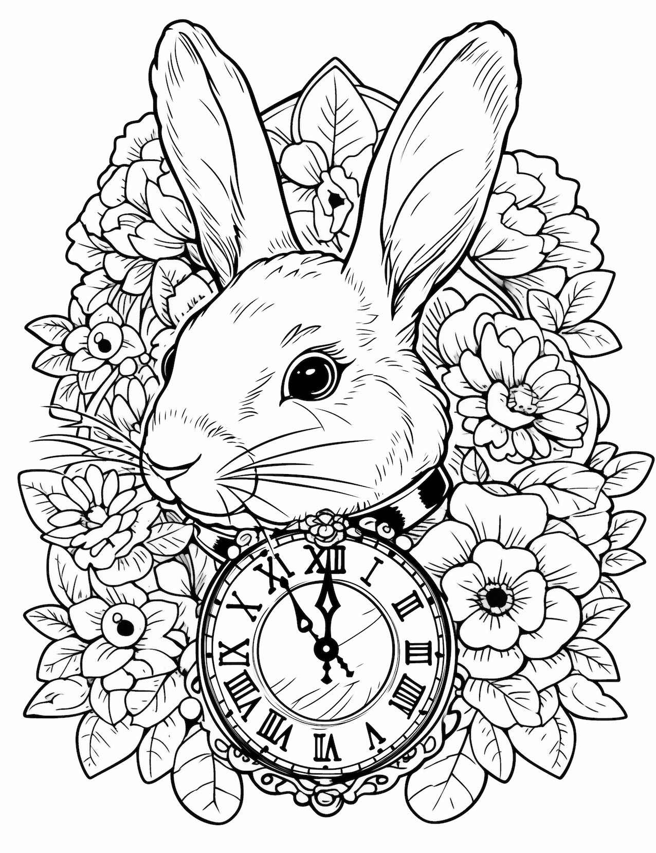 Cute bunny coloring pages for kids and adults