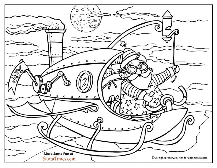 Steampunk santa coloring page santa coloring pages christmas coloring pages coloring pages