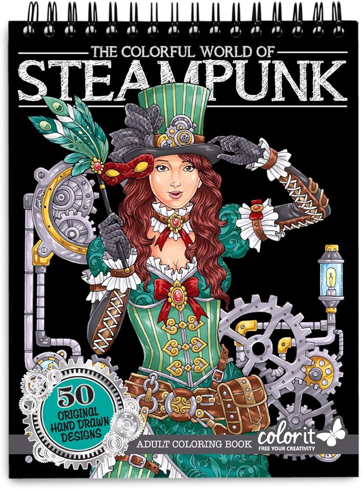 Colorit colorful world of steampunk adult colorg book