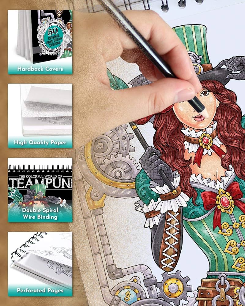 Colorit colorful world of steampunk adult colorg book