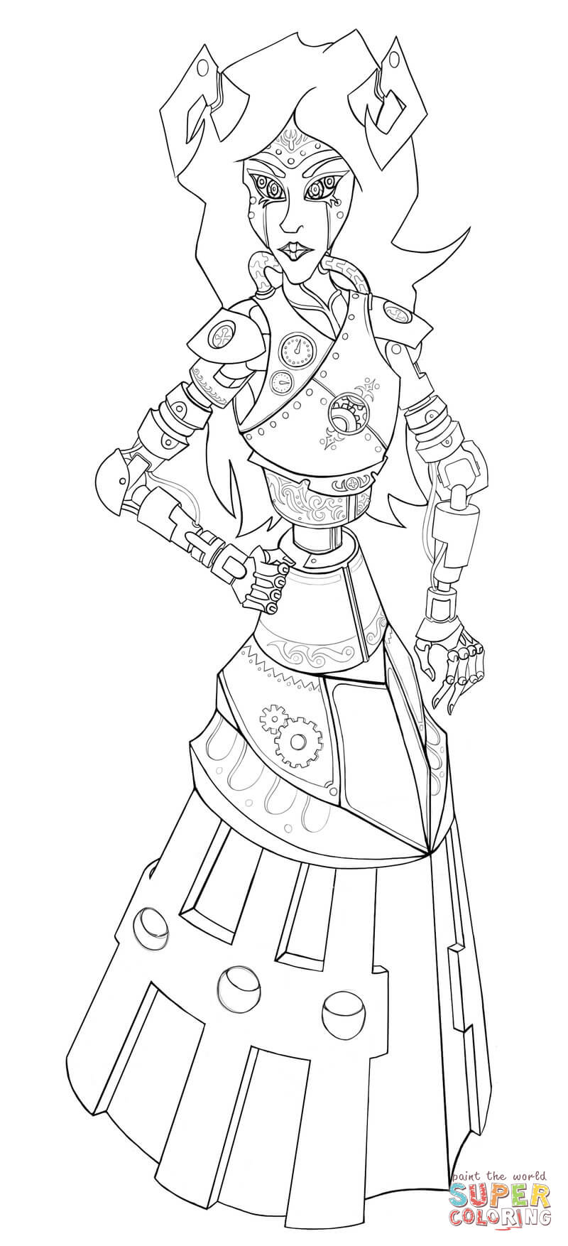 Steampunk aradiabot coloring page free printable coloring pages