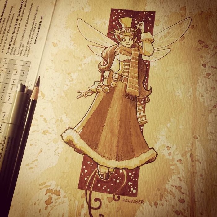 I paint with tea to create steampunk art bored panda