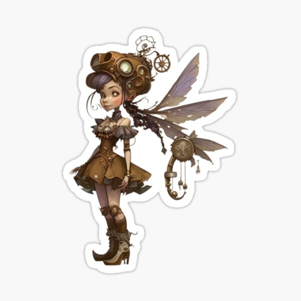 Steampunk clockwork fairy tattered wings sticker for sale by artbybrado