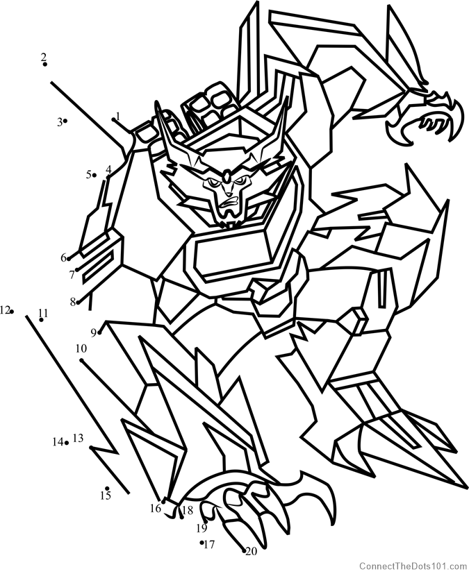 Steeljaw from transformers dot to dot printable worksheet