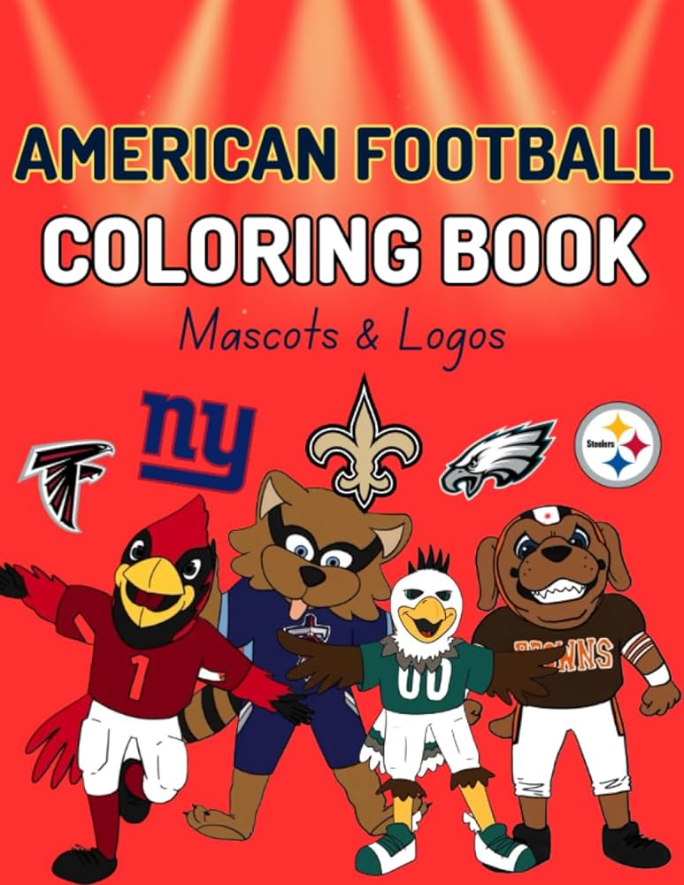 American football mascots logos coloring book sport coloring book for kids and adults raffel john books
