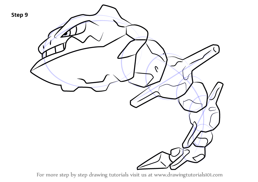 How to draw steelix from pokemon pokemon step by step