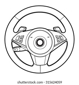 Stock vektor âsteering wheel design concept simple linesâ bez autorskãch poplatkå