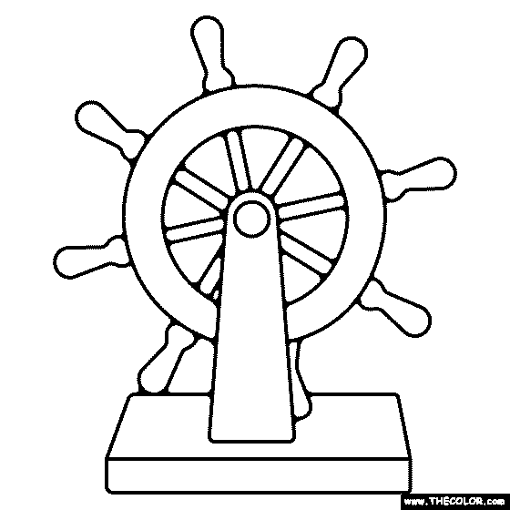 Ship wheel coloring page