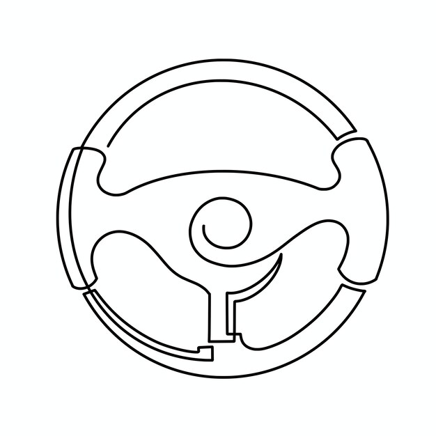 Premium vector vector continuous one line steering wheel illustration