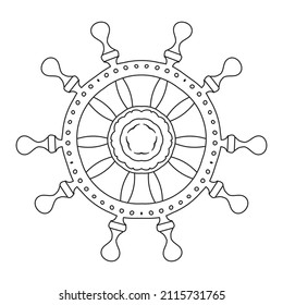 Ship steering wheel coloring page vector stock vector royalty free