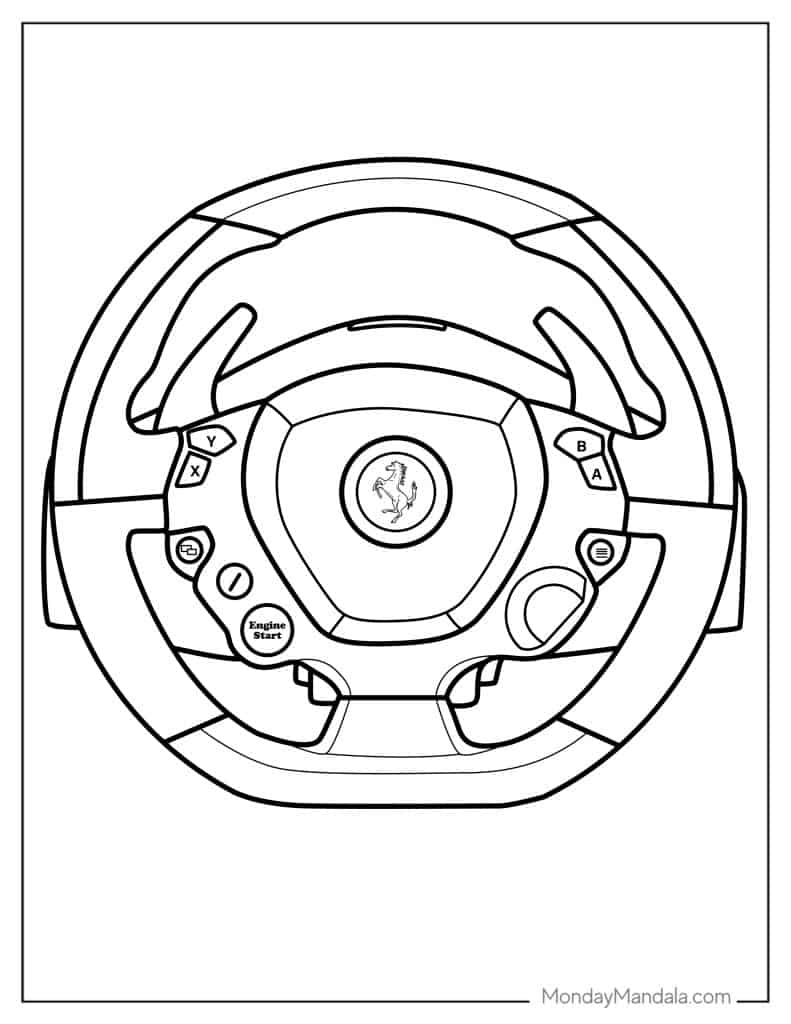 Ferrari coloring pages free pdf printables