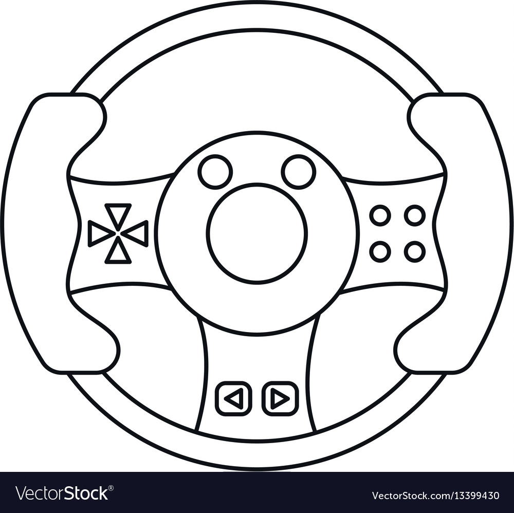 Steering wheel video game thin line royalty free vector