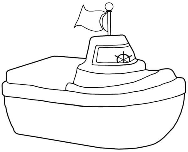 A tiny boat with a steering wheel coloring page