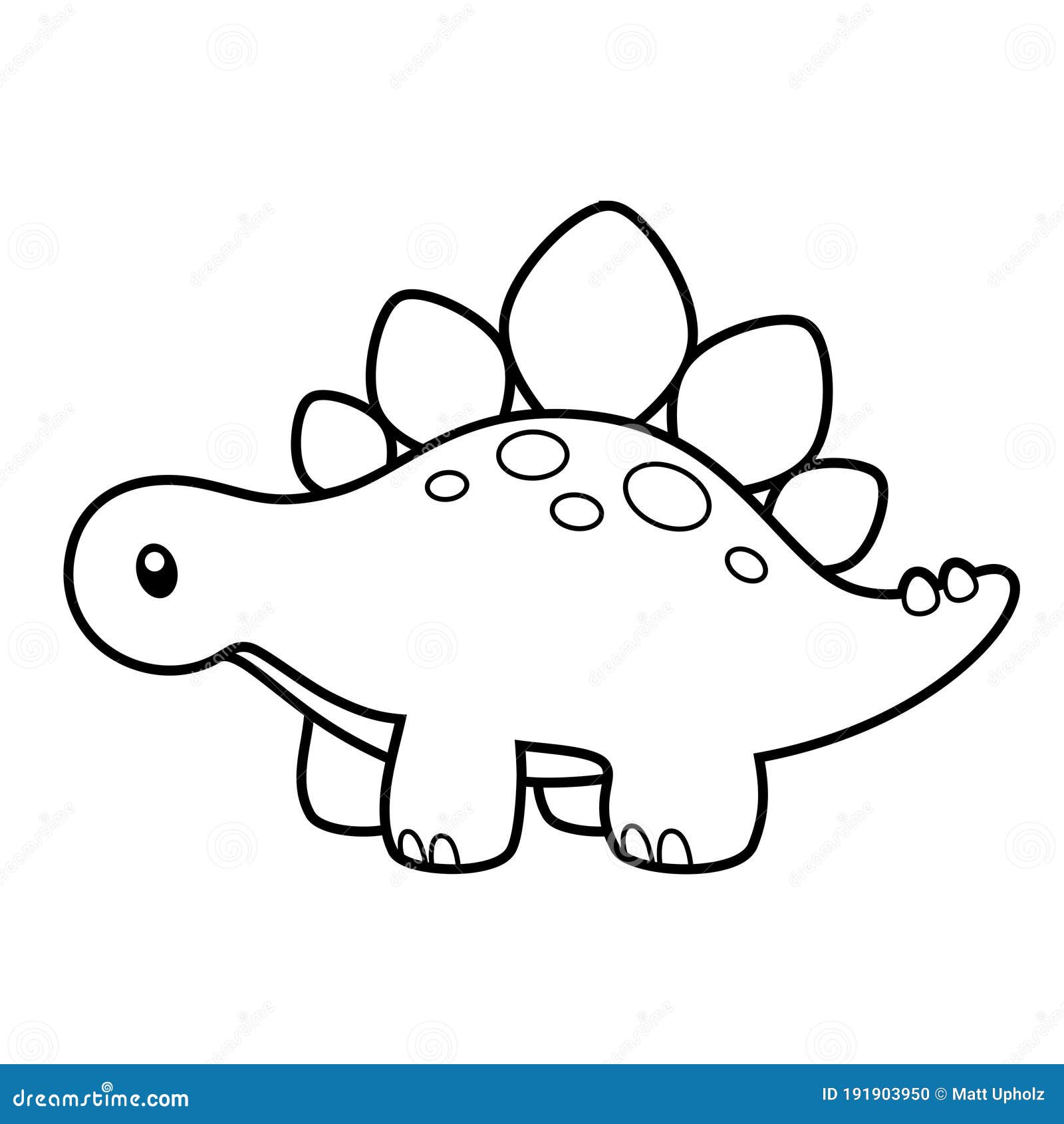 Cute stegosaurus coloring page vector illustration on white stock vector