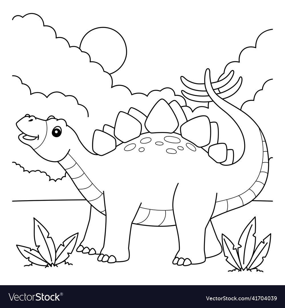 Stegosaurus coloring page for kids royalty free vector image