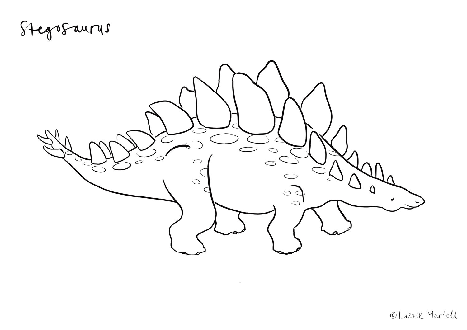 Stegasaurus colouring sheet by lizzie martell â lizzie martell illustration