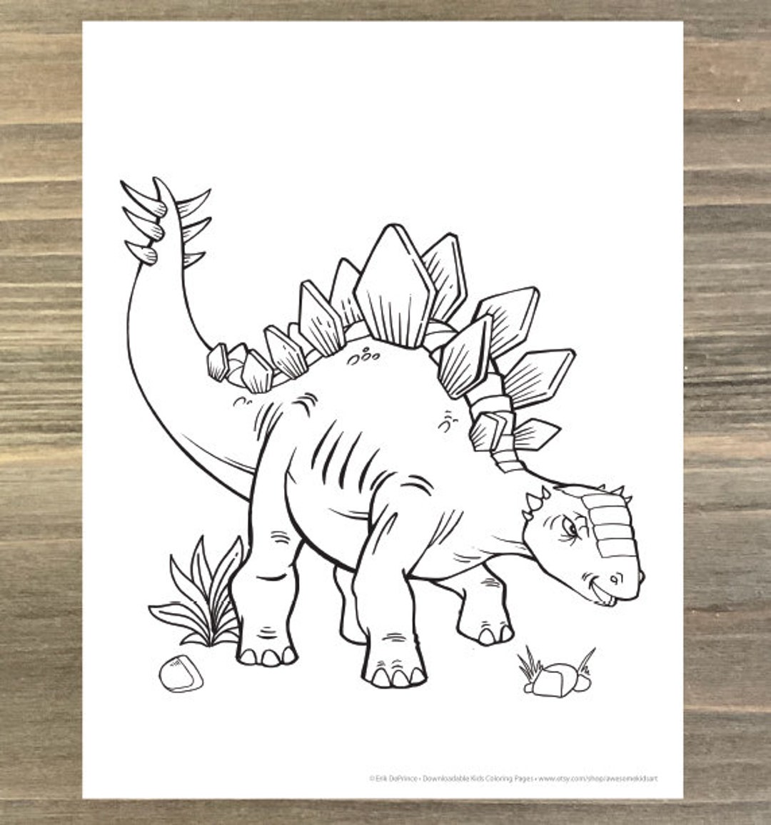 Dinosaur stegosaurus coloring page downloadable pdf file