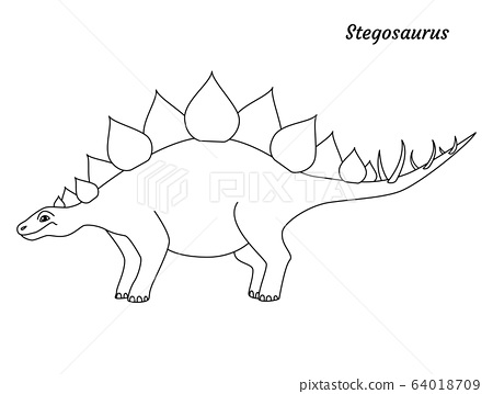 Coloring page outline stegosaurus dinosaur vector