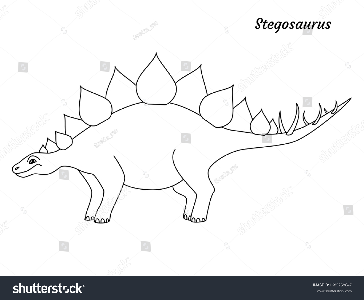 Coloring page outline stegosaurus dinosaur vector stock vector royalty free