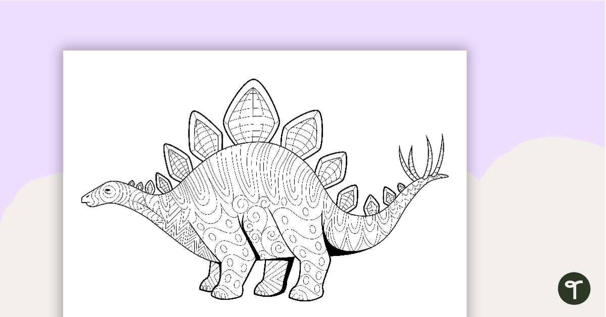 Stegosaurus mindful coloring sheet teach starter