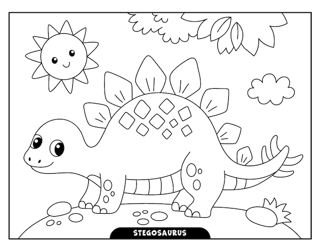 Premium vector stegosaurus coloring pages for kids