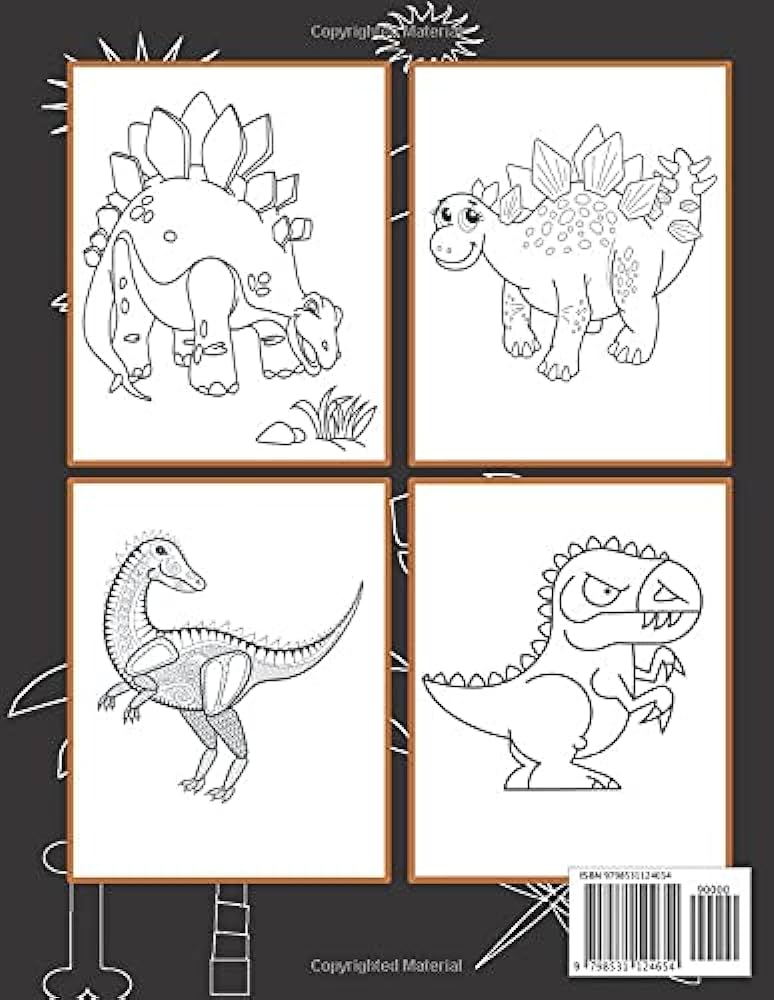 Stegosaurus coloring pages simple designs of cute dinosaur coloring book and activity pages with tyrannosaurus rex stegosaurus triceratops brontosaurus and more for kids toddlers and preschoolers stress relief and relaxation press publishing