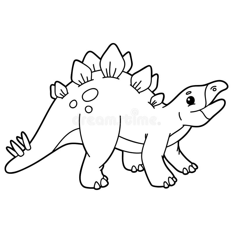 Coloring page with dinosaur stegosaurus stock vector