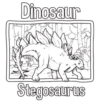 Stegosaurus dinosaur coloring book page by scworkspace tpt