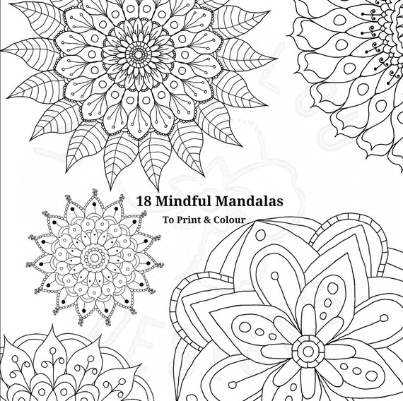 Colouring pages of original mandala art printables instant download to save print use as wall art or stencils