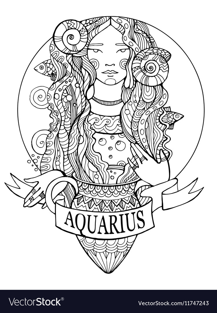 Aquarius zodiac sign coloring book royalty free vector image