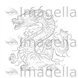 Chinese dragon clipart in minimalist art style k vector stencils â