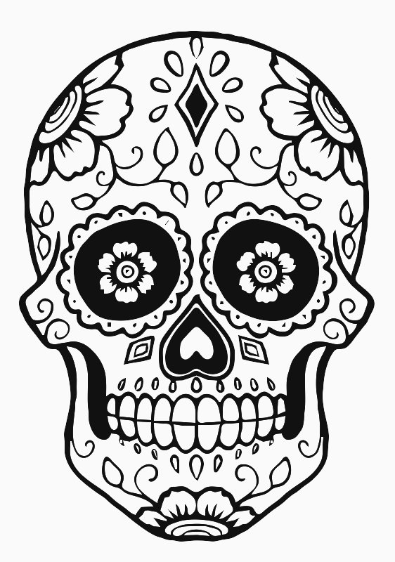 Sugar skull template stencil in layers